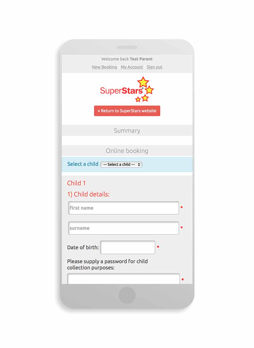 SuperStars camps booking system | Website Design & Development